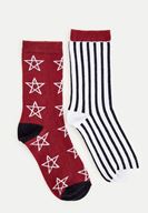 Women Bordeaux Socks With Star Detailed