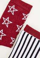 Women Bordeaux Socks With Star Detailed