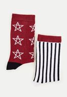 Women Bordeaux Socks With Star Detailed