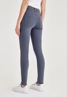 Bayan Gri Yüksek Bel Dar Paça Skinny Pantolon