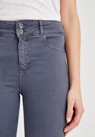 Bayan Gri Yüksek Bel Dar Paça Skinny Pantolon