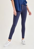 Bayan Lacivert Orta Bel Dar Bilek Paça Skinny Pantolon