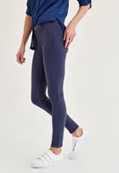 Bayan Lacivert Orta Bel Dar Bilek Paça Skinny Pantolon