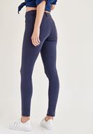 Bayan Lacivert Orta Bel Dar Bilek Paça Skinny Pantolon