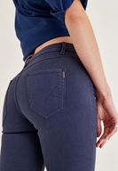 Bayan Lacivert Orta Bel Dar Bilek Paça Skinny Pantolon