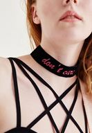 Bayan Pembe Kadife Yazı Detaylı Choker