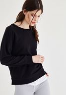 Bayan Siyah Sırtı Nakış Detaylı Sweatshirt