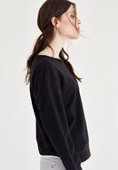 Bayan Siyah Sırtı Nakış Detaylı Sweatshirt