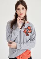 Bayan Gri Nakış Detaylı Sweatshirt