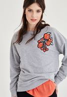 Bayan Gri Nakış Detaylı Sweatshirt