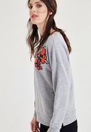 Bayan Gri Nakış Detaylı Sweatshirt