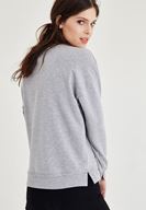 Bayan Gri Nakış Detaylı Sweatshirt