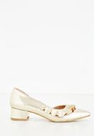 Women Gold Shoes With Ruffle Detailed