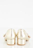 Women Gold Shoes With Ruffle Detailed