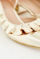 Women Gold Shoes With Ruffle Detailed