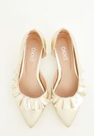 Women Gold Shoes With Ruffle Detailed