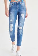 Bayan Mavi Slim Boyfriend Jean Pantolon