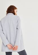 Bayan Gri Düğme Detaylı Blazer Ceket