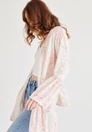 Women Pink Velvet Kimono