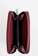 Women Bordeaux Zipper Detailed Texture Wallet