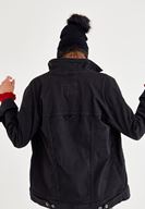 Bayan Siyah Cep Detaylı Denim Ceket
