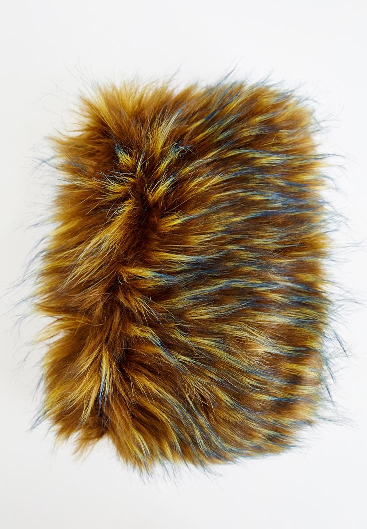 Women Mixed Fake Furry Shawl