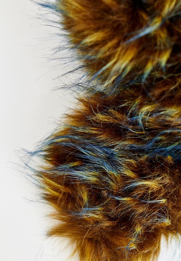 Women Mixed Fake Furry Shawl