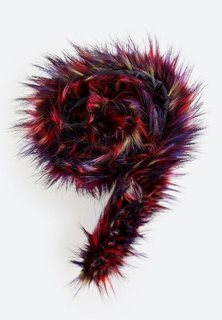 Women Purple Fake Furry Shawl