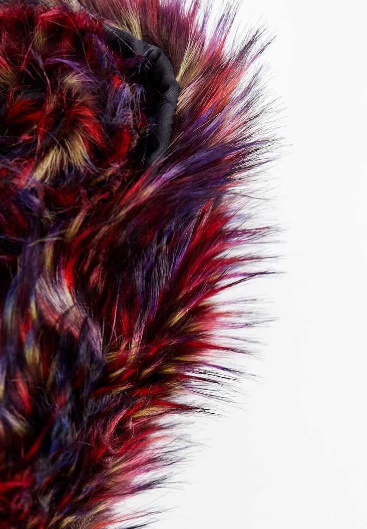 Women Purple Fake Furry Shawl