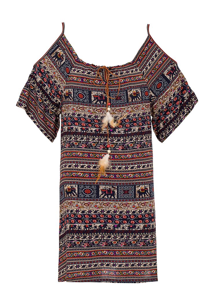 Women Mixed Mini Dress with Short Arms