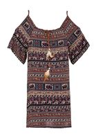 Women Mixed Mini Dress with Short Arms