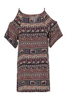 Women Mixed Mini Dress with Short Arms
