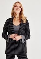 Bayan Siyah Çizgili Blazer Ceket