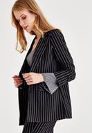 Bayan Siyah Çizgili Blazer Ceket