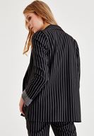 Bayan Siyah Çizgili Blazer Ceket