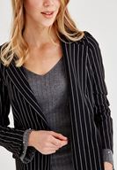Bayan Siyah Çizgili Blazer Ceket