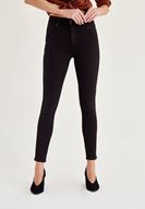 Bayan Siyah Yüksek Bel Dar Paça Skinny Pantolon