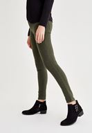 Bayan Yeşil Orta Bel Dar Paça Skinny Pantolon