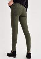Bayan Yeşil Orta Bel Dar Paça Skinny Pantolon
