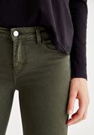 Bayan Yeşil Orta Bel Dar Paça Skinny Pantolon