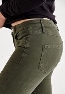 Bayan Yeşil Orta Bel Dar Paça Skinny Pantolon
