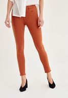 Bayan Kahverengi Orta Bel Dar Paça Skinny Pantolon