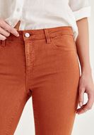 Bayan Kahverengi Orta Bel Dar Paça Skinny Pantolon