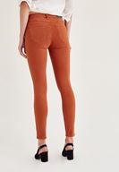 Bayan Kahverengi Orta Bel Dar Paça Skinny Pantolon