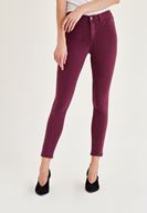 Bayan Mor Orta Bel Dar Paça Skinny Pantolon