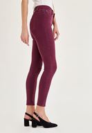 Bayan Mor Orta Bel Dar Paça Skinny Pantolon