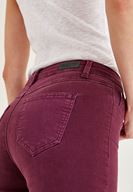 Bayan Mor Orta Bel Dar Paça Skinny Pantolon