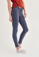 Bayan Gri Orta Bel Dar Paça Skinny Pantolon