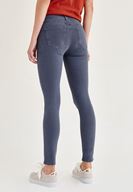 Bayan Gri Orta Bel Dar Paça Skinny Pantolon