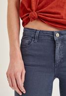 Bayan Gri Orta Bel Dar Paça Skinny Pantolon